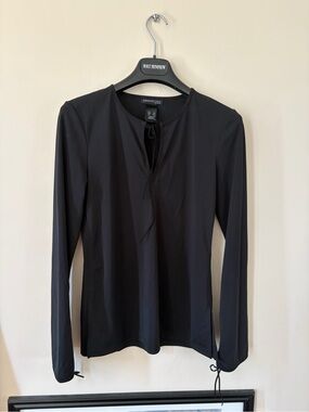 Kenneth Cole Black Long-Sleeve Tie-Neck Top Size XS